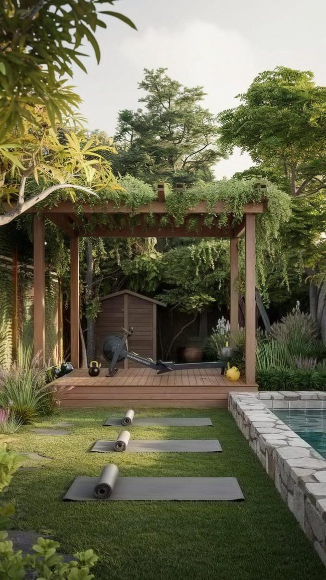 Slatted Wooden Pergola Shed