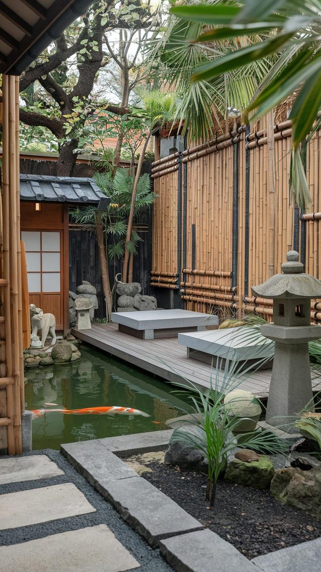 Koi Pond Japanese Yard Retreat