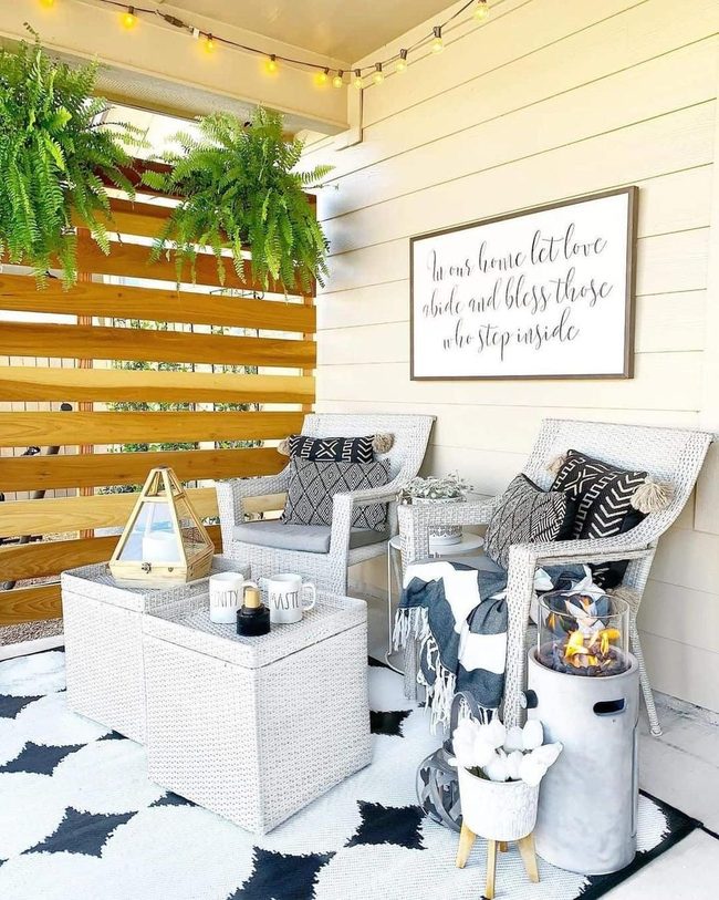 Secluded Porch With String Lights