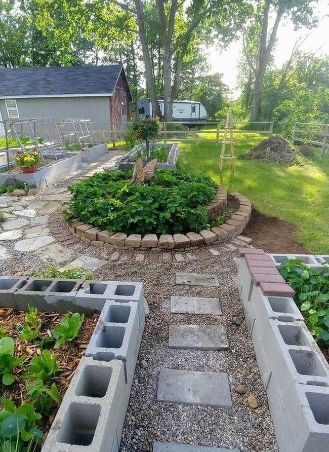 Circular Beds Stone Borders Garden