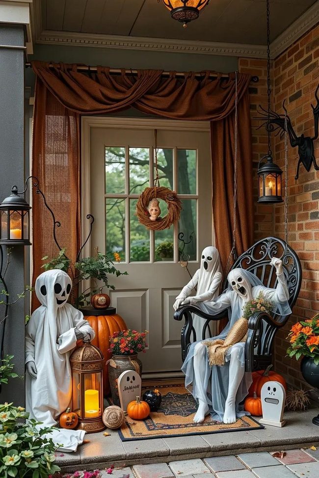 Cardboard Ghouls Spooky Porch Display