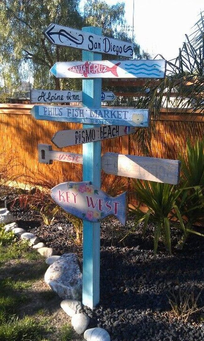 Hand-Painted Wooden Directional Signposts