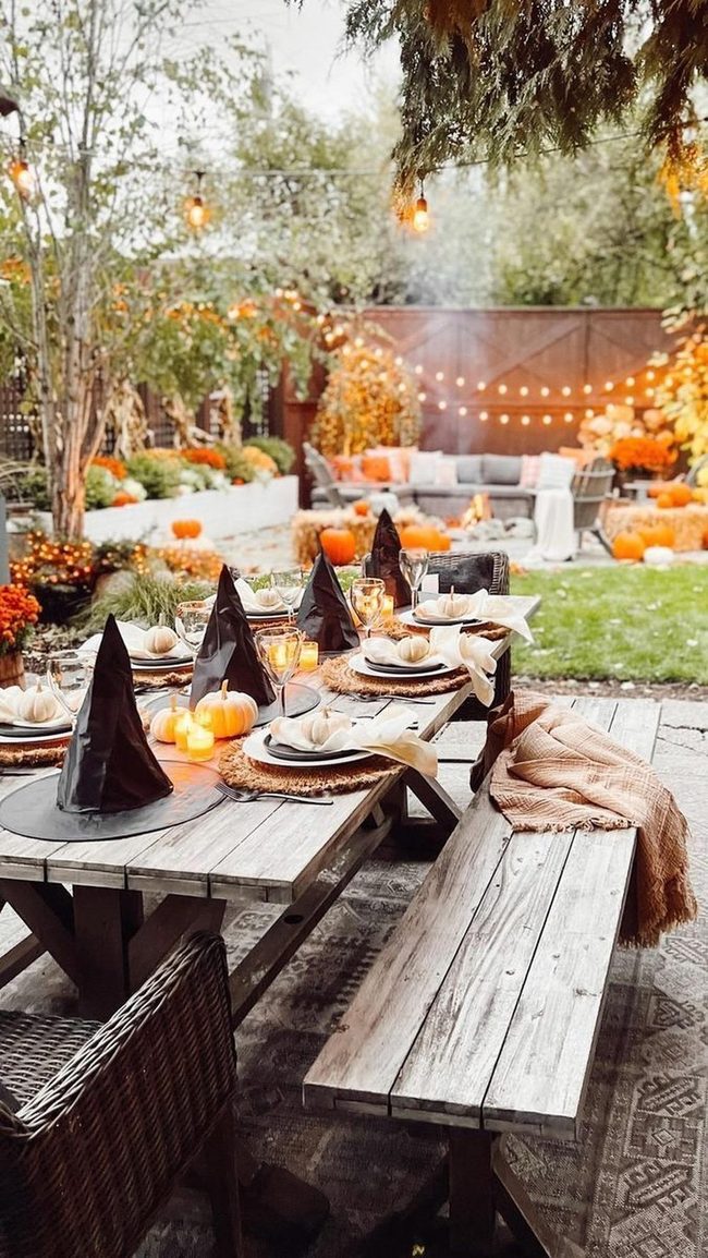 White Pumpkins With Orange Garden Blooms