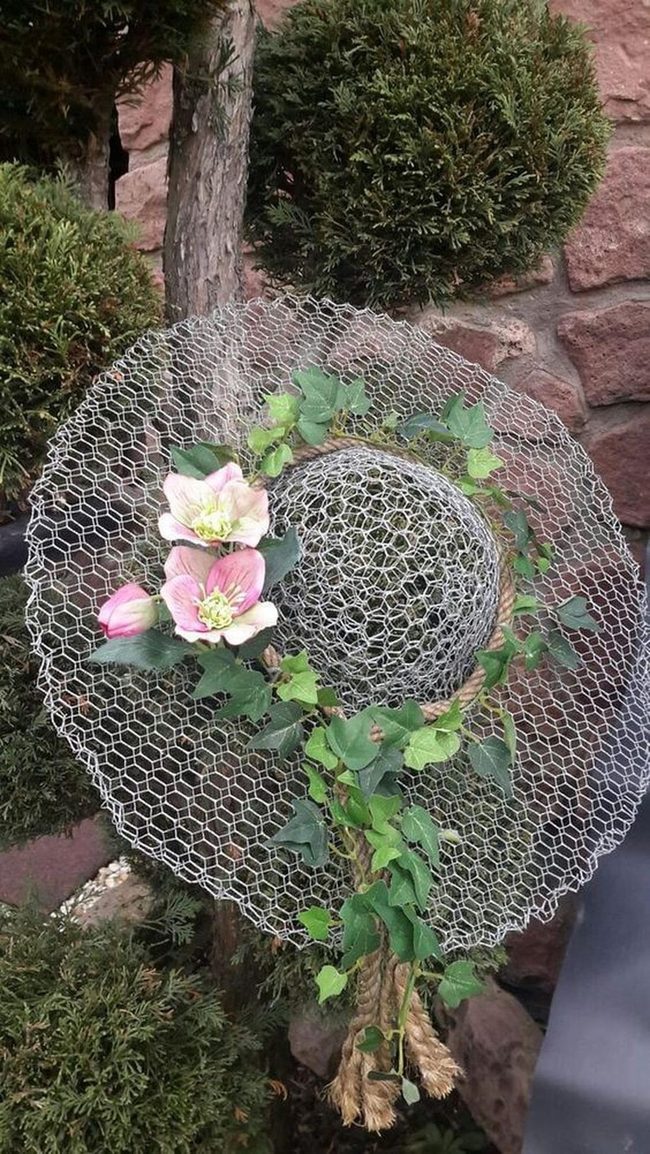 Wire Hat Planter Brings Garden Humor