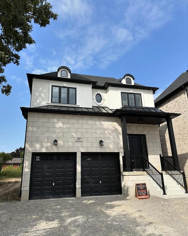 Stucco Elegance With Stone Base
