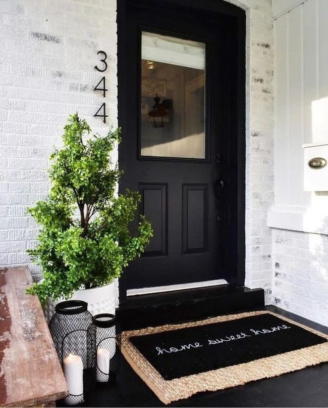 Black Doors, White Brick Welcome