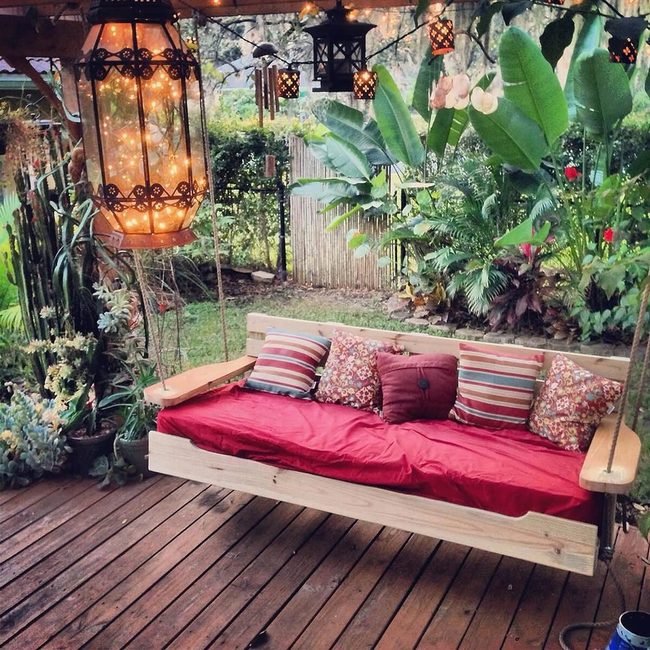 Suspended Rope Bench Garden Retreat