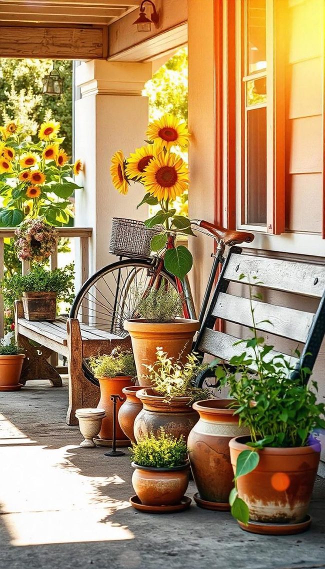 Colorful Flower Pots Transform Porches