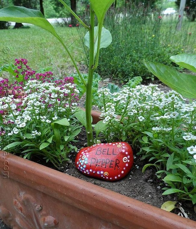 Colorful Stones Garden Plant Labels