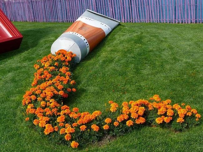 Spilled Orange Paint Garden Pot