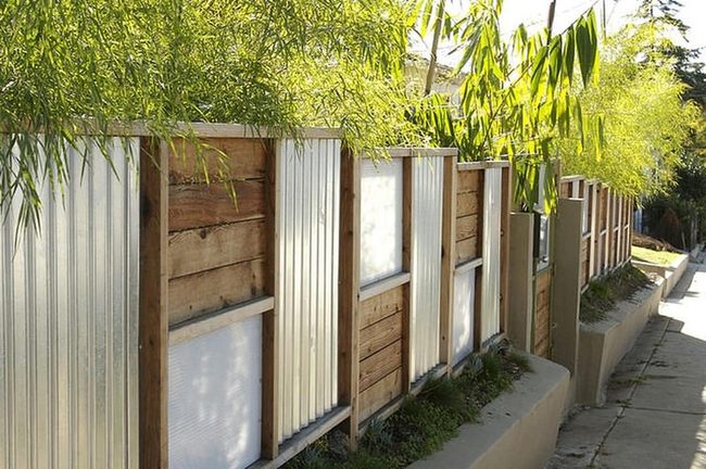 Wood And Corrugated Metal Contrast