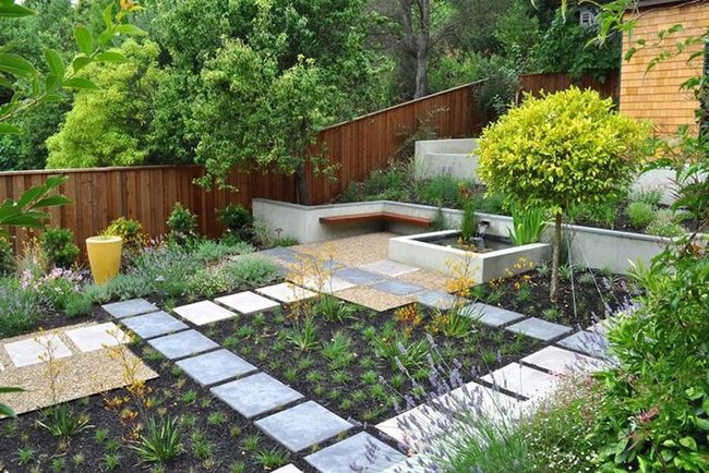 Gray Stone Grid Garden