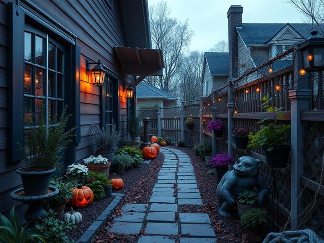 Glowing Jack-O'-Lanterns Pendant Light Walkway