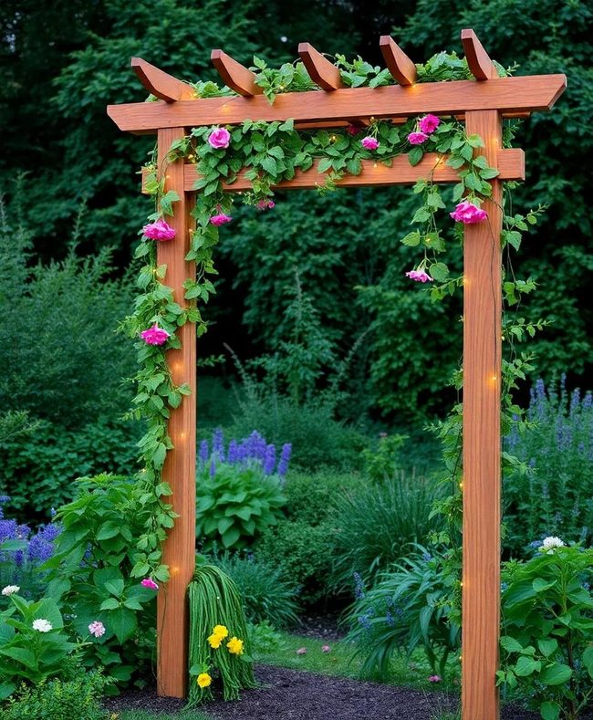 Climbing Vines On Wooden Trellis