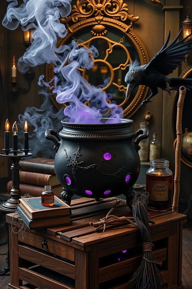 Black Cauldron Witch Cooking Space