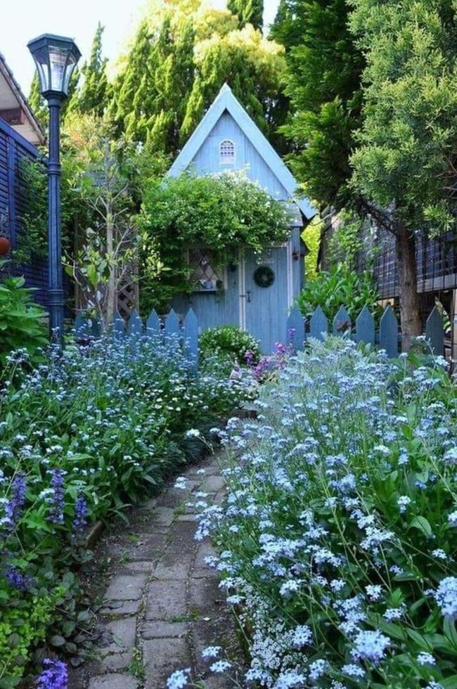 Blue Cottage Garden Path