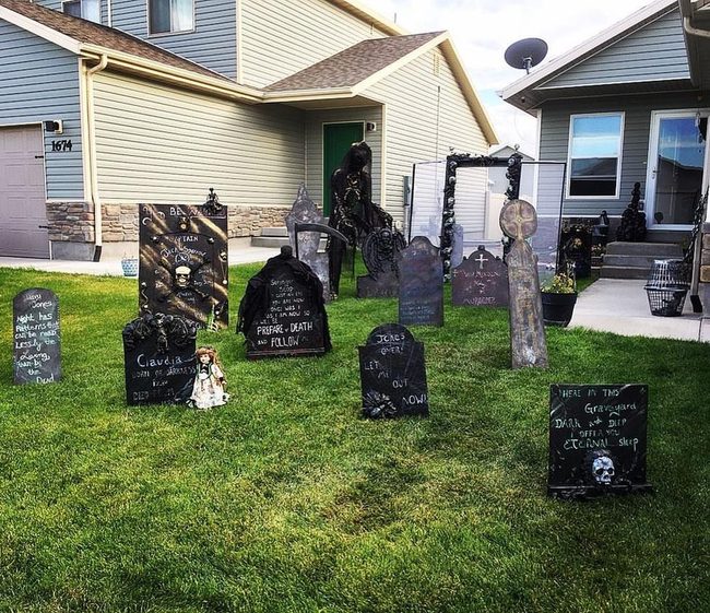 Foam Tombstones Fog Cemetery