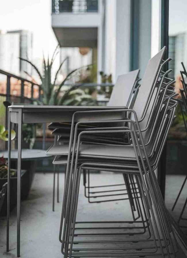 Steel And Wooden Stackable Balcony Chairs