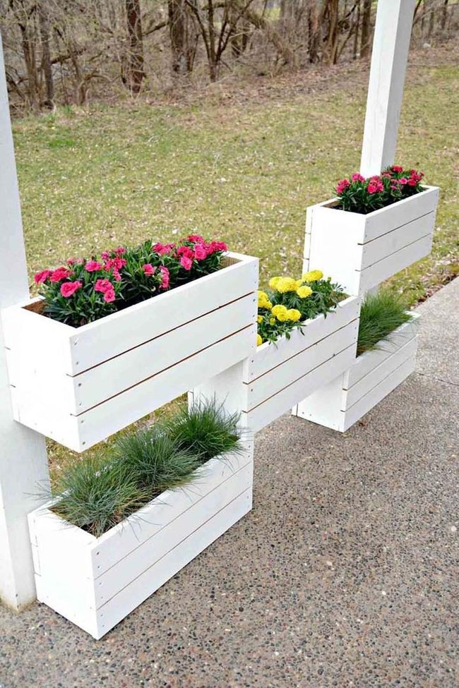 Stacked Wood Pallet Planters
