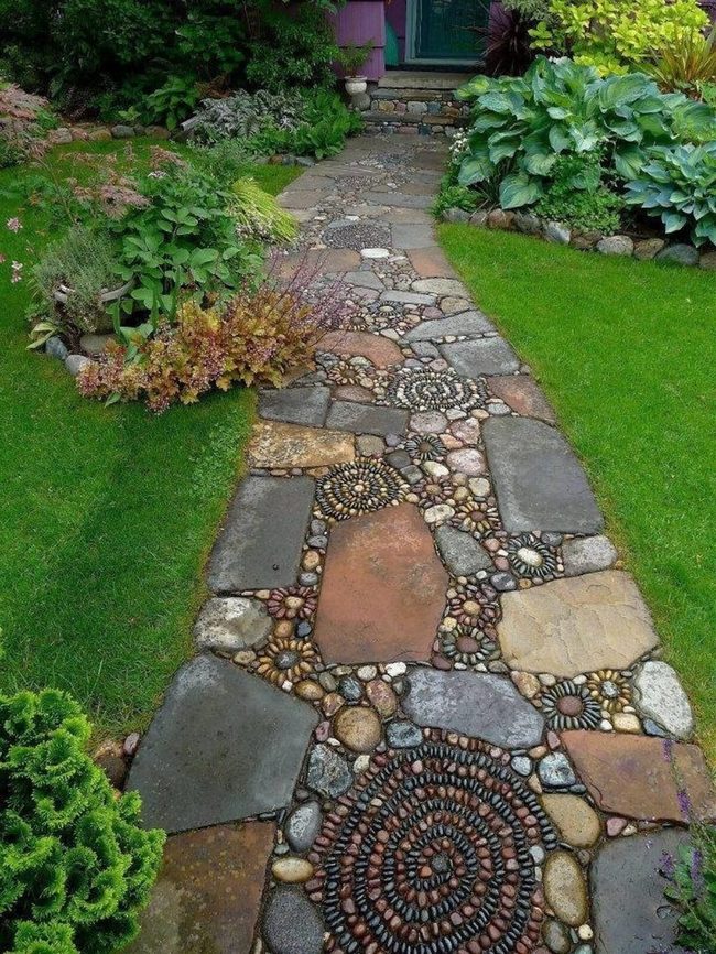 Stone Pebble Mosaic Pathway