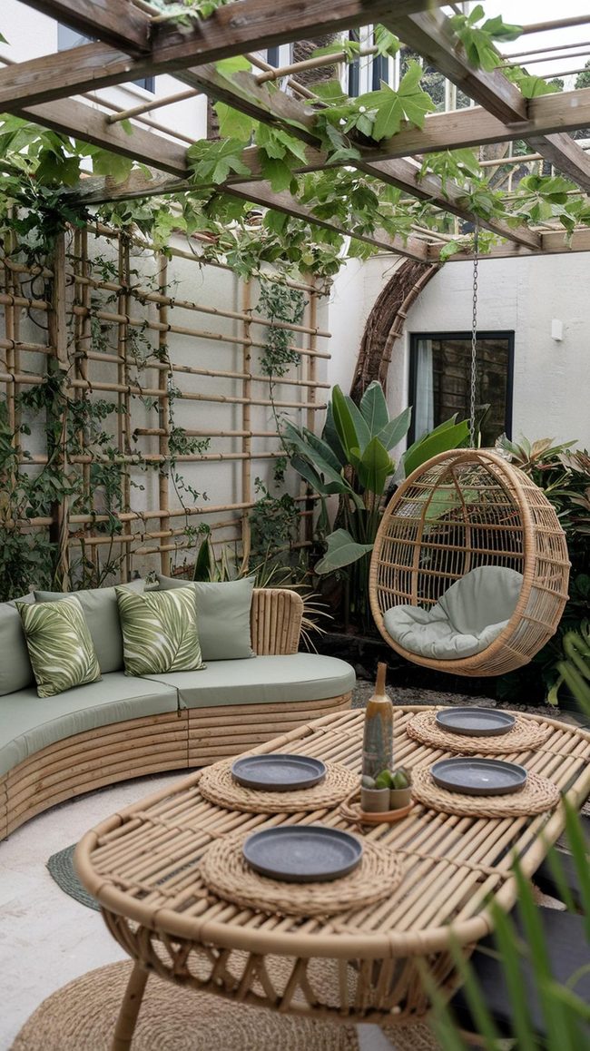 Oversized Tropical Cushions with Organic Wood