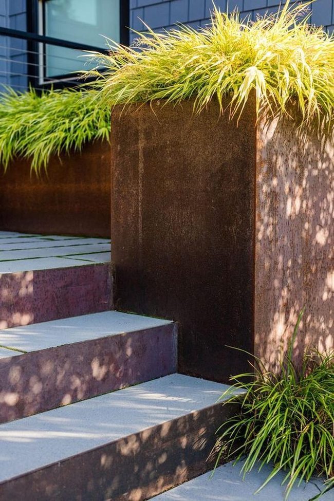 Concrete Steps With Cascading Planters