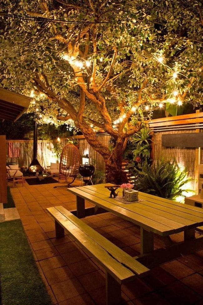 String Lights And Layered Outdoor Glow