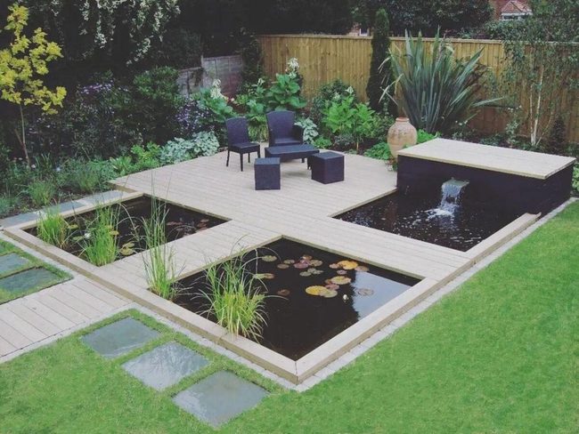 Square Pond With Smooth Stones