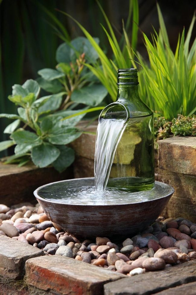 Cascading Wine Bottles Patio Water Feature