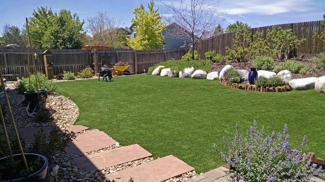 Synthetic Grass With Stone Garden