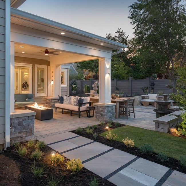 Tiered Patio Zones Dining Lounge Cook