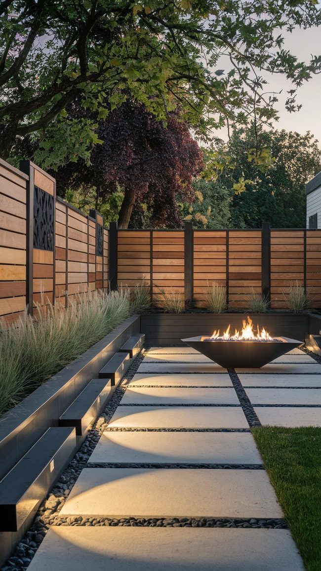 Timber and Steel Patio Boundary