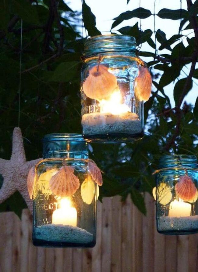 Seashell Glass Lanterns Warm Glow
