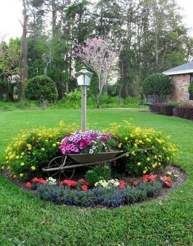 Wheelbarrows Overflowing With Blooming Flowers