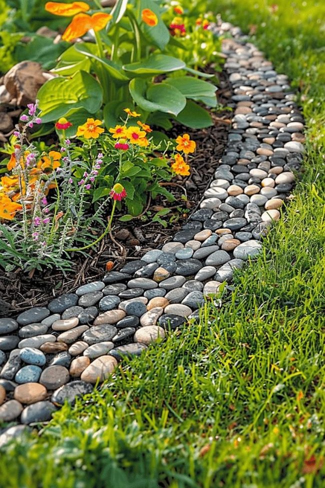 Sunny Yellow And Pink Garden Stones