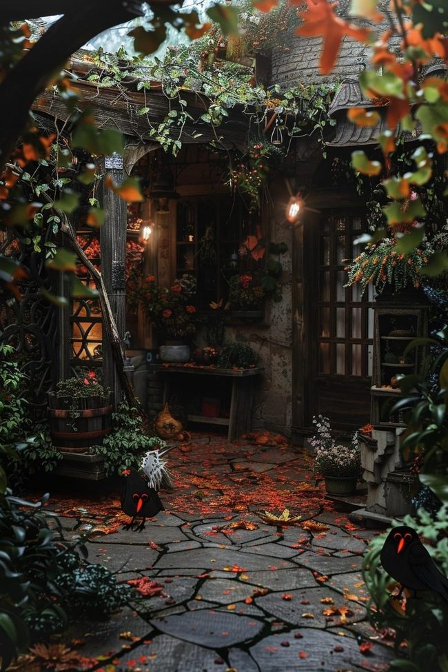 Black Cat Autumn Landscape