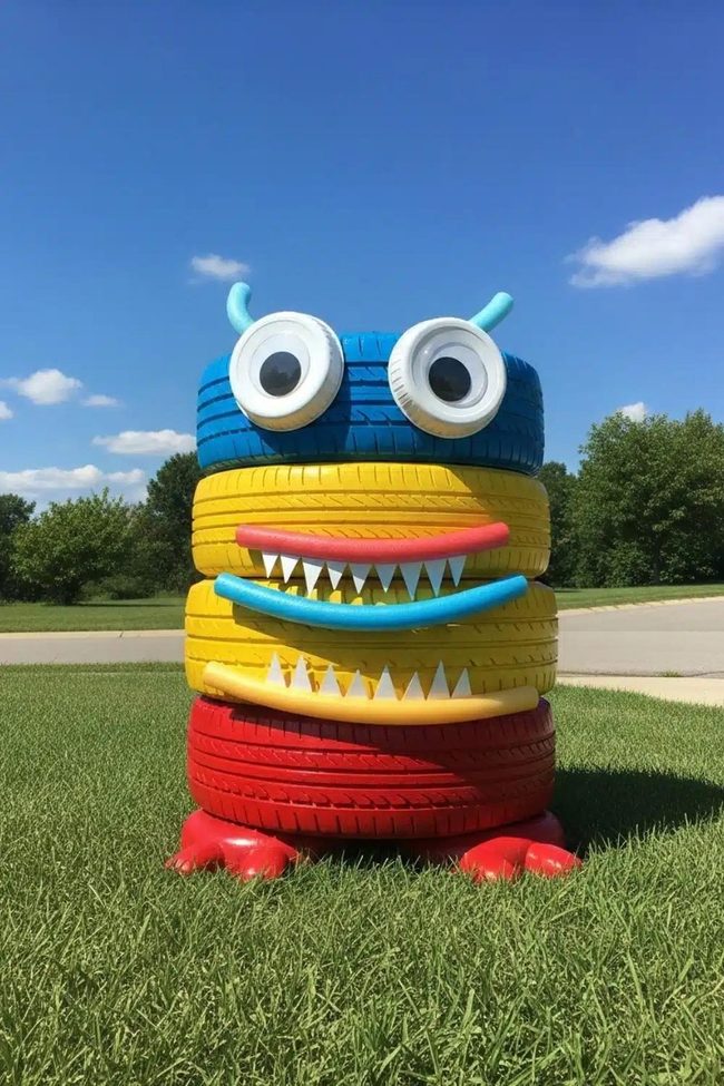 Old Tire Monster Art Sculptures