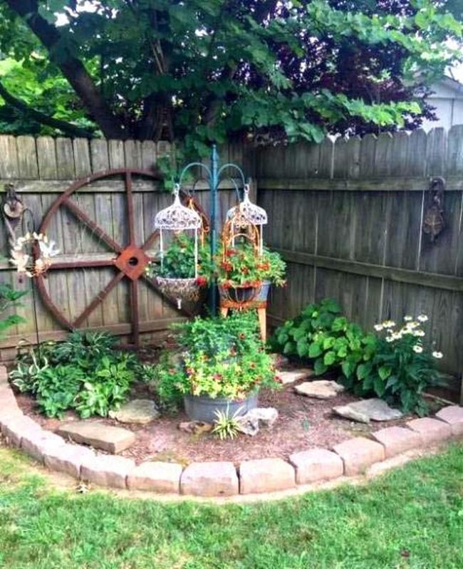 Antique Metal Wheels And Cascading Flowers