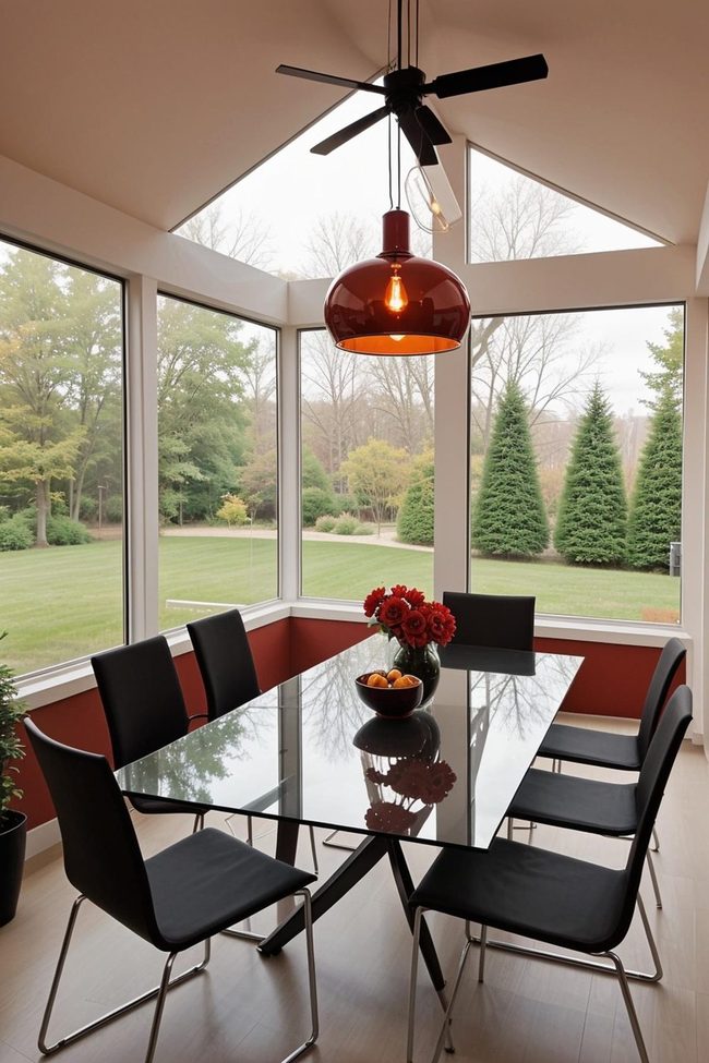 Minimalist Porch Dining with Aluminum Seating