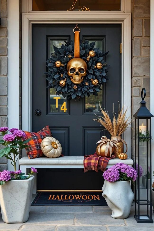 Black Eucalyptus Halloween Statement Wreath