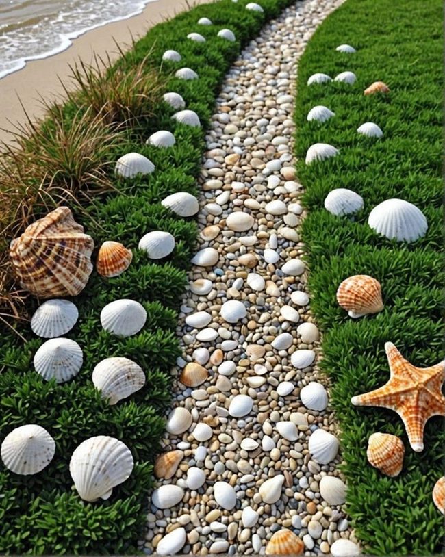 Seashell Gravel Walkway Design