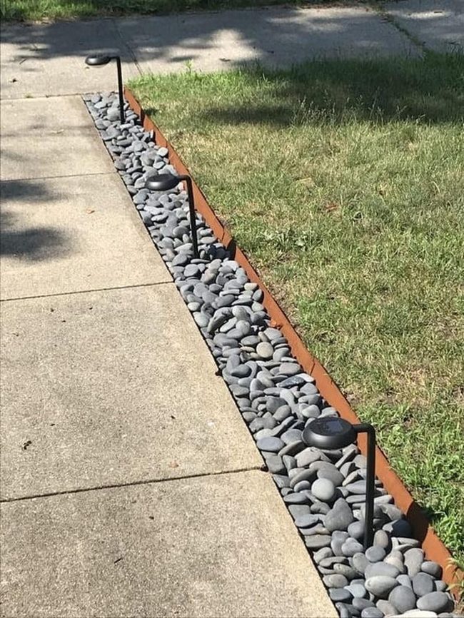 Gray Stone Path With Copper Borders