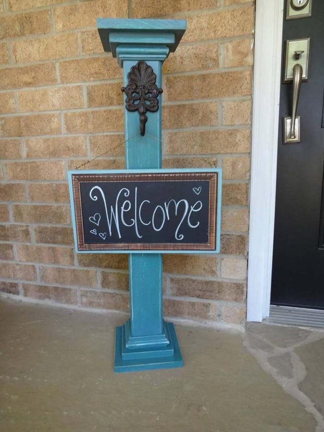 Teal Chalkboard Welcome Post