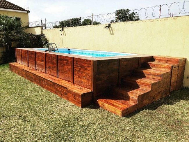 Custom Deck Stairs Above Ground Pool