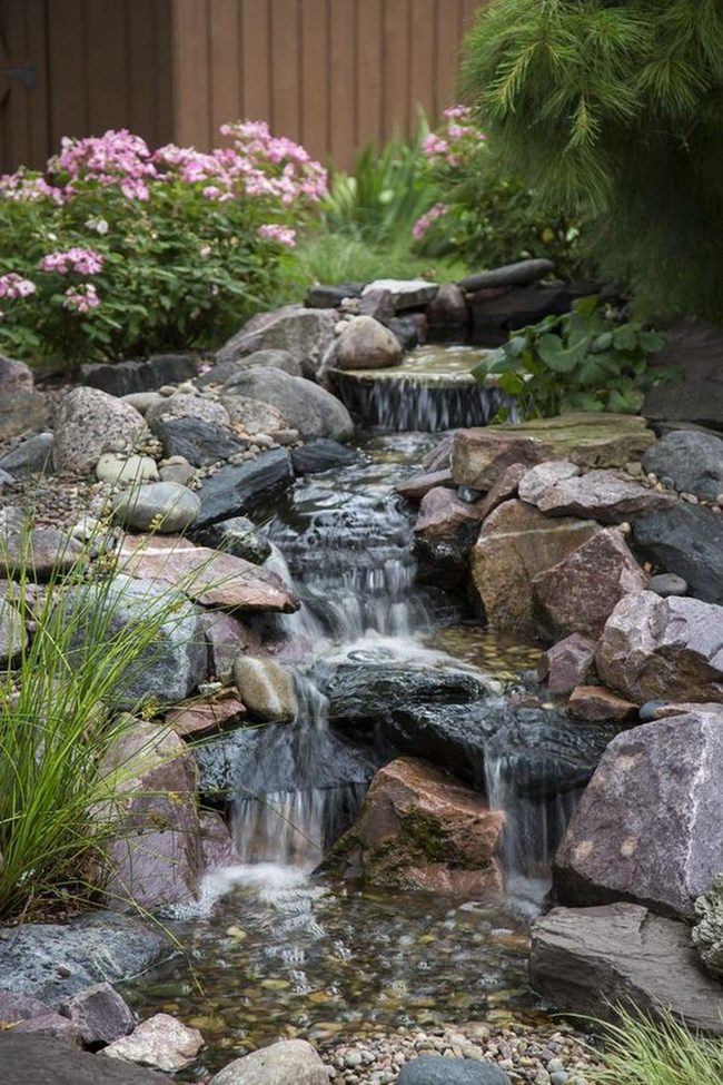 Pink Flowers Frame Gentle Waterfall