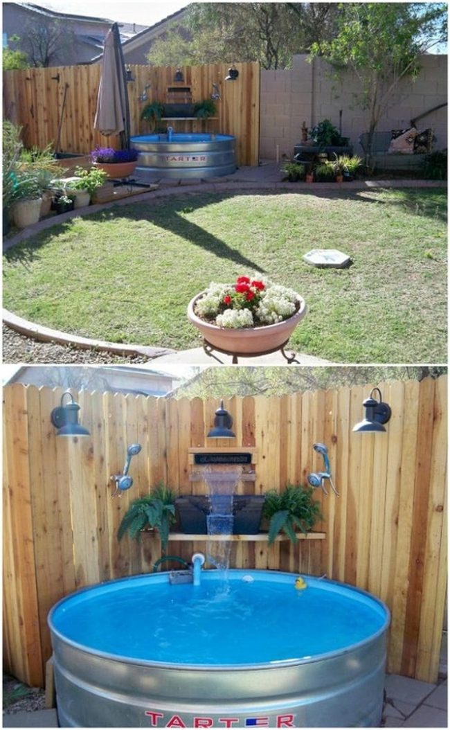 Stock Tank Pool With Layered Plantings
