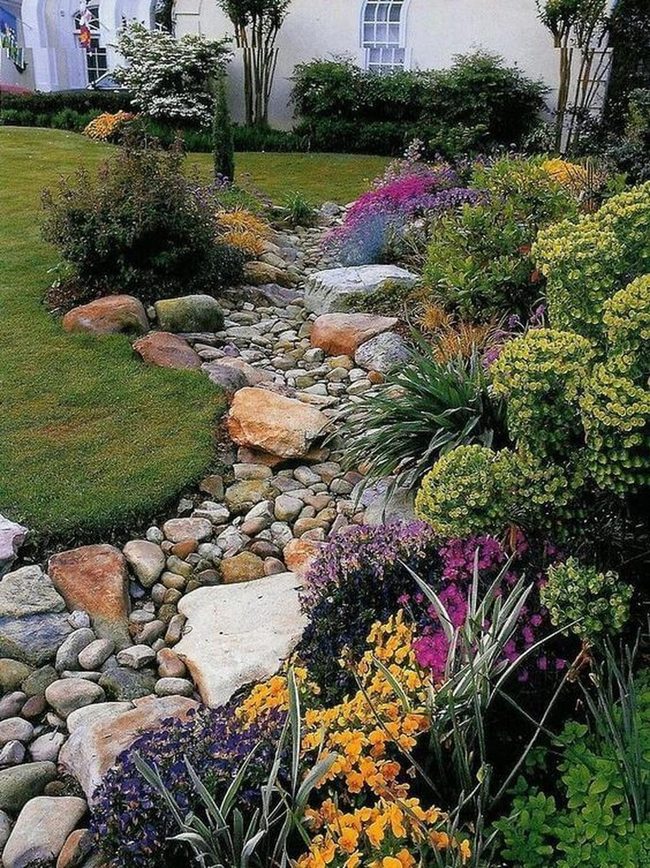 Colorful Flowers Around Smooth Stones