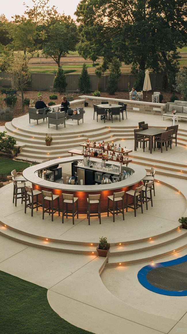 Tiered Backyard Bar Zones