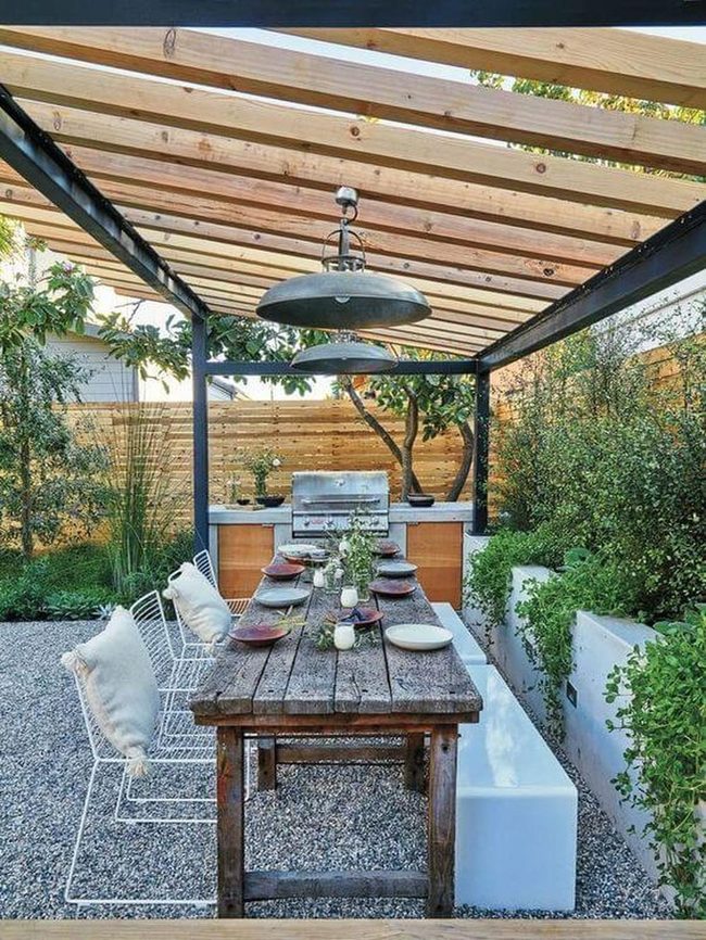 Wooden Table Outdoor Gathering Spot