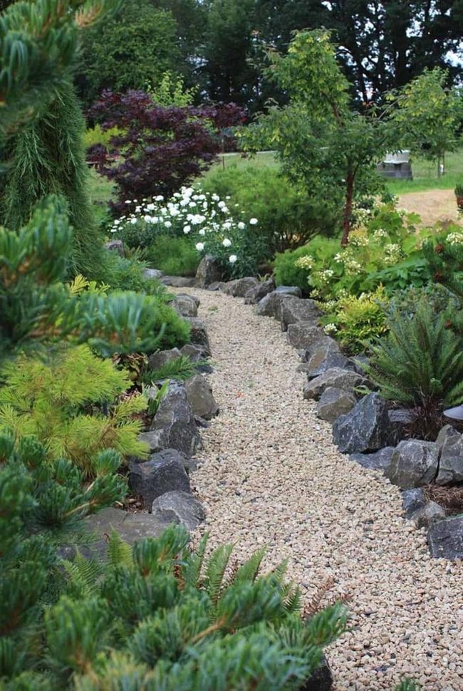 Black-Bordered Gravel Garden Paths